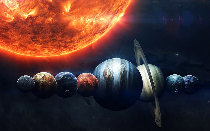 Mercury, Venus, Earth, Mars, Jupiter, Saturn, Uranus, Neptune, sun, planets  parade, HD wallpaper | Peakpx