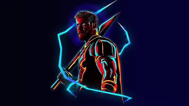 Marvel Avengers Thor Neon Neon, HD wallpaper