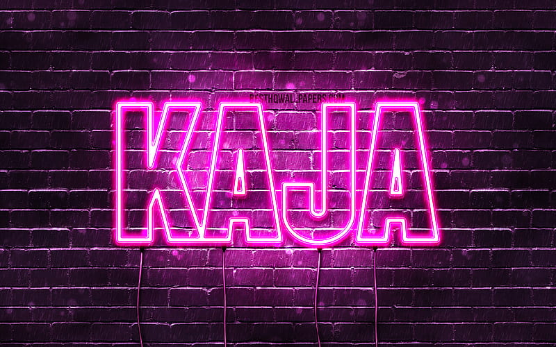 Kaja with names, female names, Kaja name, purple neon lights, Happy Birtay Kaja, popular polish female names, with Kaja name, HD wallpaper