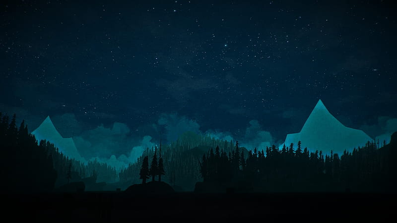 Sky, Stars, Night, Mountain, Wood, Forest, Video Game, The Long Dark, HD wallpaper