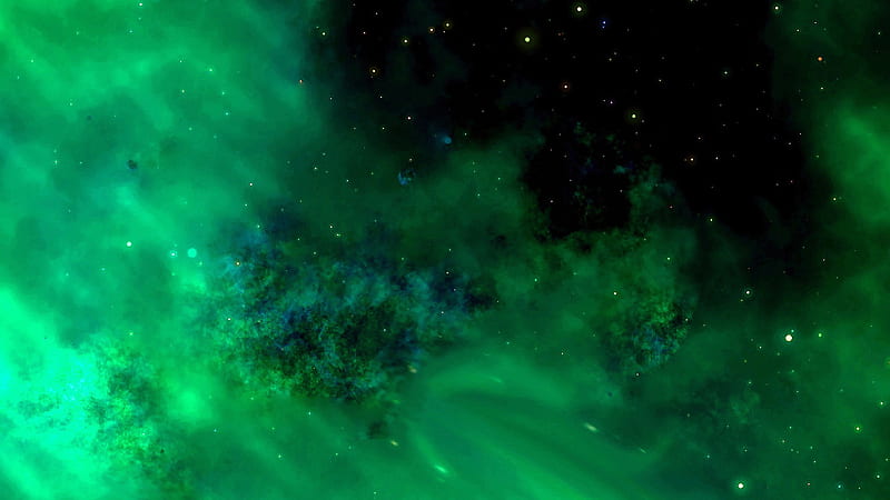 Green Stars Space Galaxy Black Sky Background Green, HD wallpaper