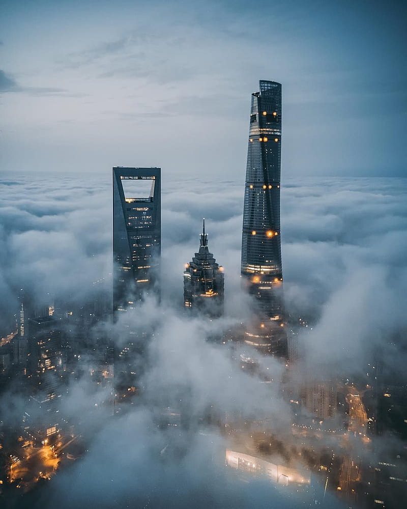 Skyline Clouds, shanghai, china, travel, love, black, lights, city, fahad nur, iphone, HD phone wallpaper