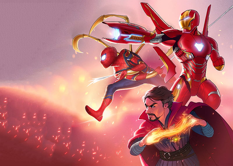 Iron Man Spiderman Doctor Strange Infinity War Hereos, iron-man, doctor-strange, spiderman, avengers-infinity-war, superheroes, HD wallpaper