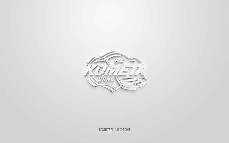 HC Kometa Brno, Czech ice hockey club, creative 3D logo, white background, Czech Extraliga, Brno, Czech Republic, 3d art, ice hockey, HC Kometa Brno 3d logo, HD wallpaper