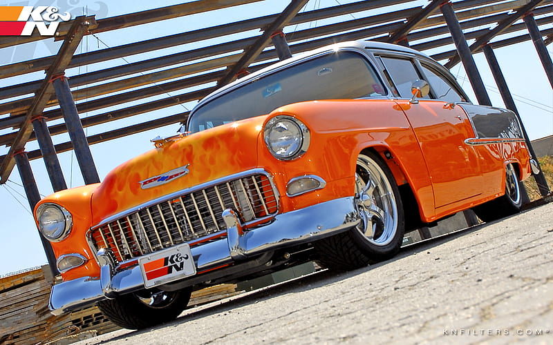 55 Chevy, chevy, carros, hot rod, chevrolet, car, classic, muscle car, race car, HD wallpaper