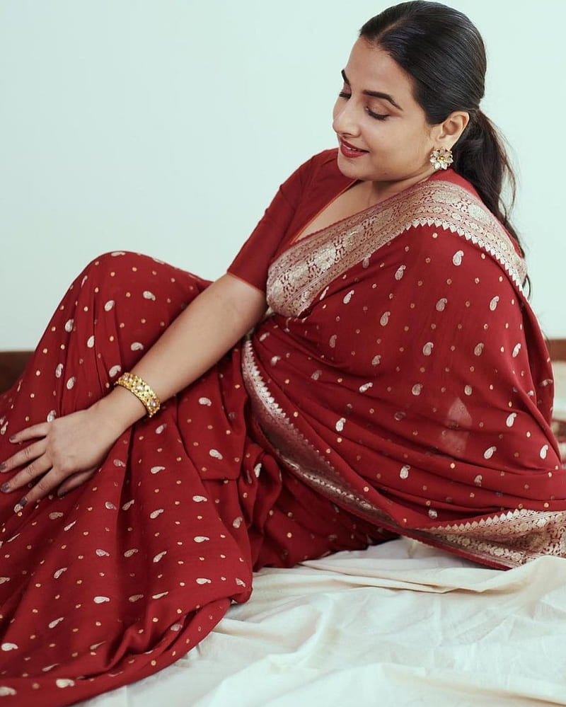 Vidya Balan, sari, Bollywood actress, HD phone wallpaper