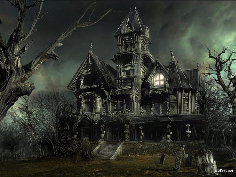 A Dark And Stormy Night, scary, bleak, spooky, haunted house, HD wallpaper