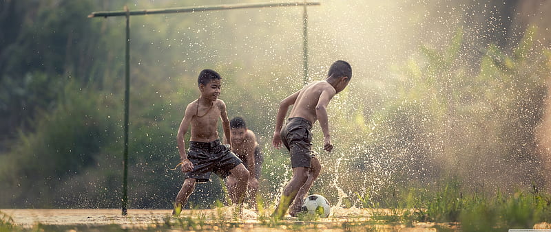Asian Kids Playing Soccer Ultra Background for U TV : & UltraWide & Laptop : Multi Display, Dual Monitor : Tablet : Smartphone, Street Football, HD wallpaper