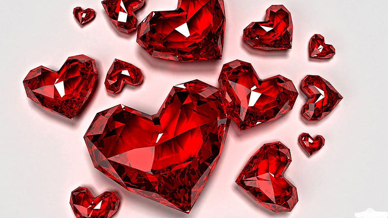 Red Shiny Heart Stones Heart, HD wallpaper