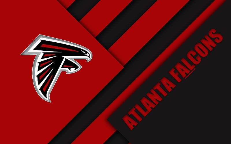 Atlanta Falcons logo, NFL, red black abstraction, material design, American football, Atlanta, Georgia, USA, National Football League, HD wallpaper