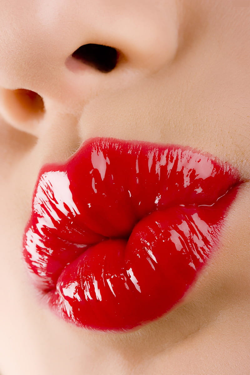 women, portrait display, face, red lipstick, gloss, nose, HD phone wallpaper