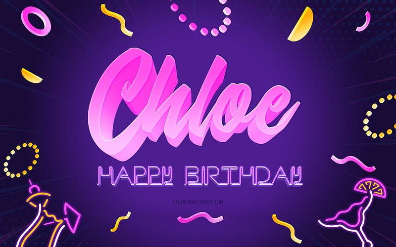 Happy Birtay Chloe Purple Party Background, Chloe, creative art, Happy Chloe birtay, Chloe name, Chloe Birtay, Birtay Party Background, HD wallpaper