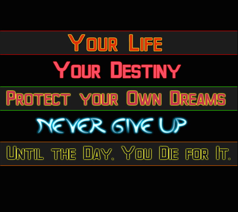 Never Give Up, day, destiny, die, dreams, feelings, life, protect, sayings,  words, HD wallpaper | Peakpx