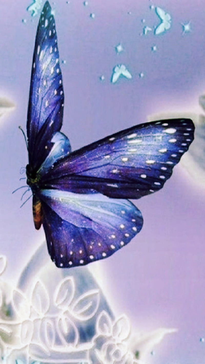 Flying , blue, butterfly, flight, dom, insect, purple, HD phone wallpaper