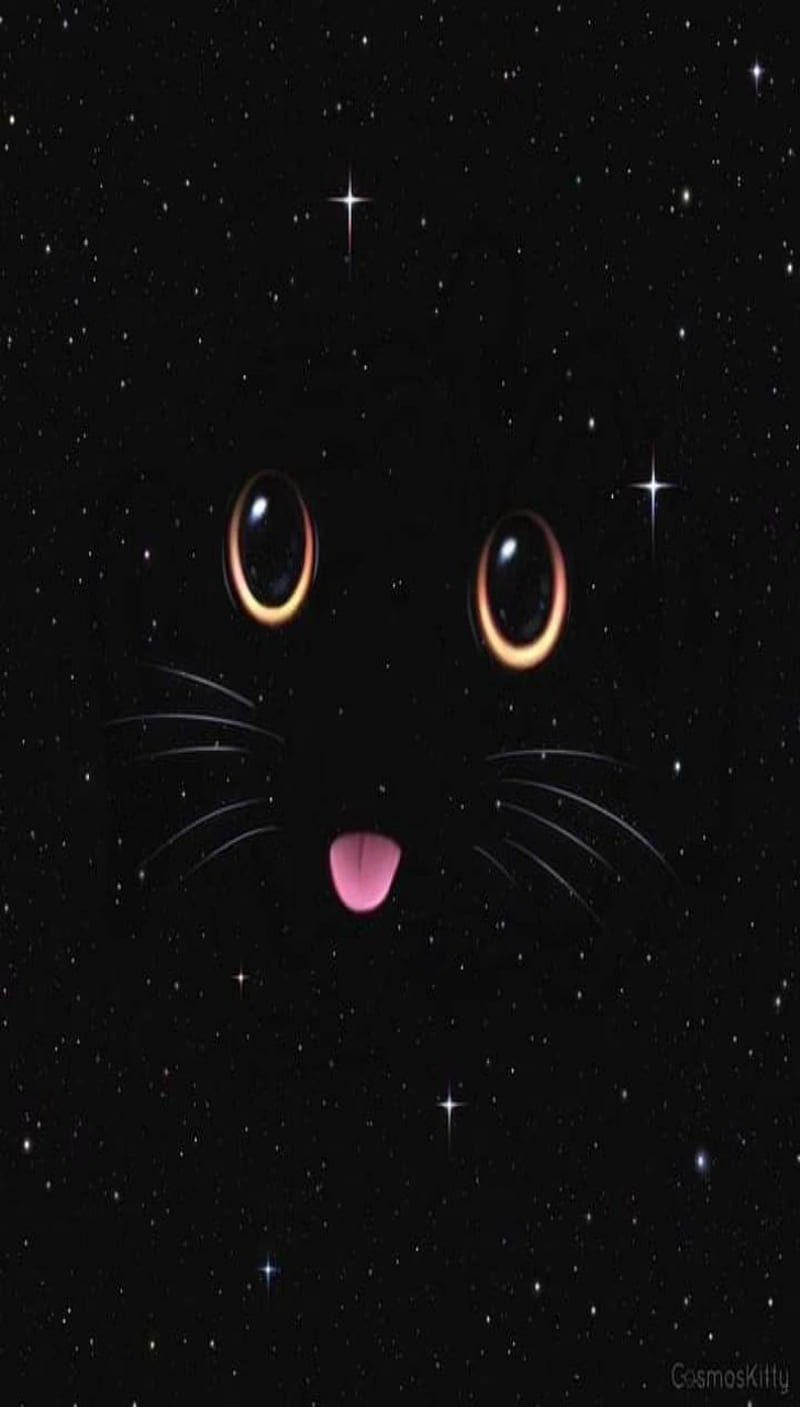 Starry Cat Face, black, cat, cute, funny, space, stars, HD phone wallpaper