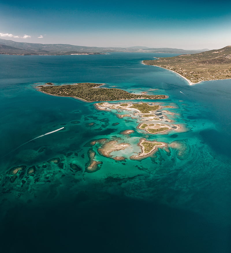 island, sea, aerial view, agios konstantinos, greece, HD phone wallpaper