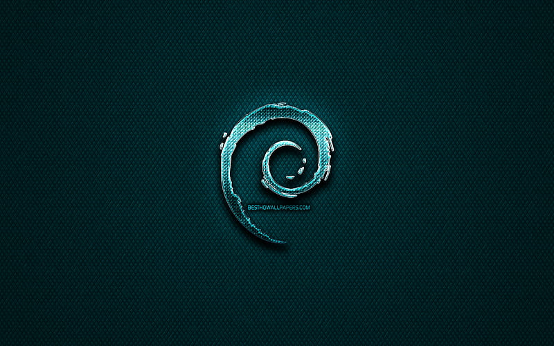 Debian glitter logo, creative, blue metal background, Debian logo, brands, Debian, HD wallpaper