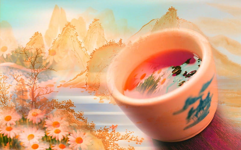 Tea time, cup, art, tea, drinks, HD wallpaper | Peakpx