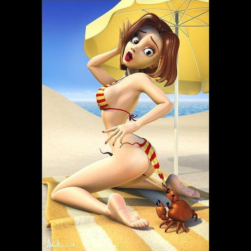 Suzie- The lil nipper, suzie, cartoon, sexy, bikini, beach, girl, naughty, hot, funny, HD wallpaper