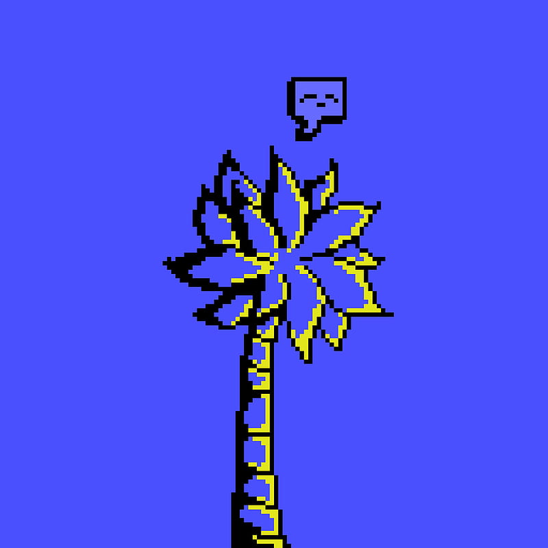 Palm Tree, art, blue, dawn, emoji, pixel, pixel art, HD phone wallpaper