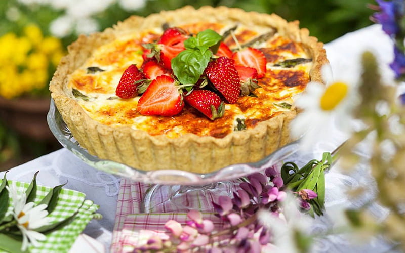 Strawberry Pie, pastry, pie, strawberry, food, HD wallpaper