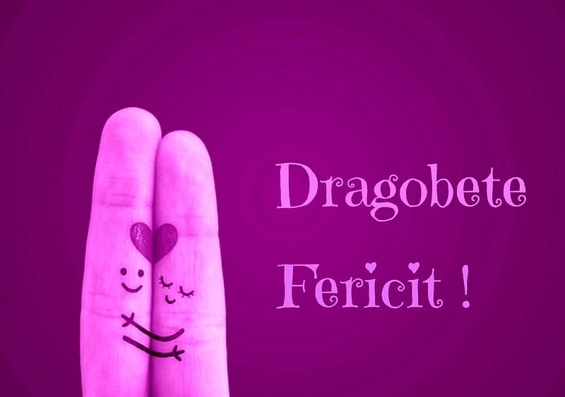 Dragobete Fericit!, dragobete, valentine, cehenot, fingers, purple, love, heart, day, pink, couple, HD wallpaper