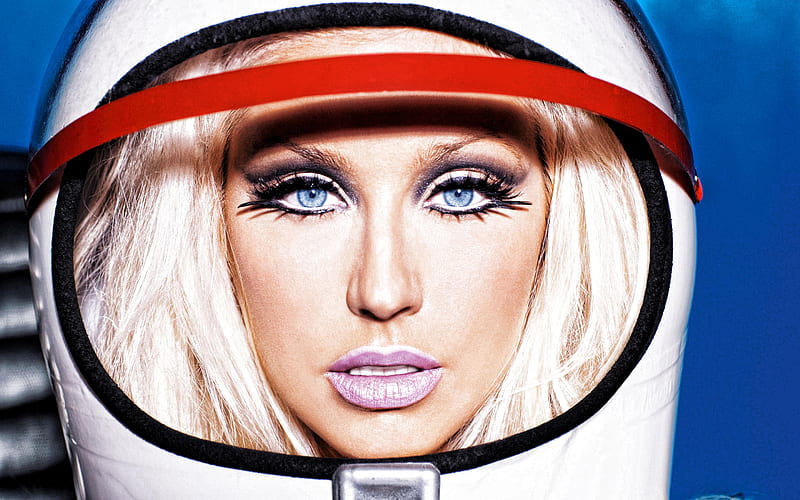 Christina Aguilera, portrait, american singer, hoot, makeup, space suit, american star, american popular singers, HD wallpaper