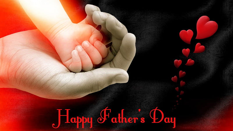 Happy Father's Day, red, heart, black, day, father, HD wallpaper