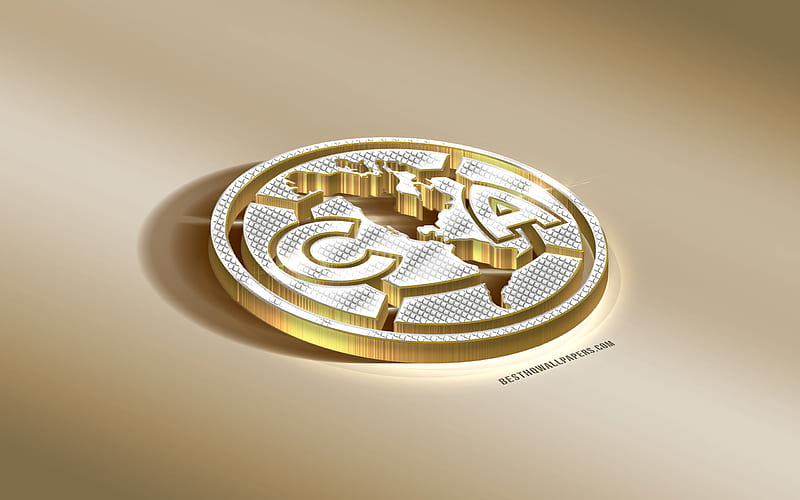 Club America, Mexican football club, golden silver logo, Mexico City, Mexico, Liga MX, 3d golden emblem, creative 3d art, football, HD wallpaper