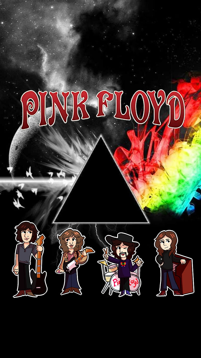 Pink Floyd Toonz, dark, moon, wall, HD phone wallpaper