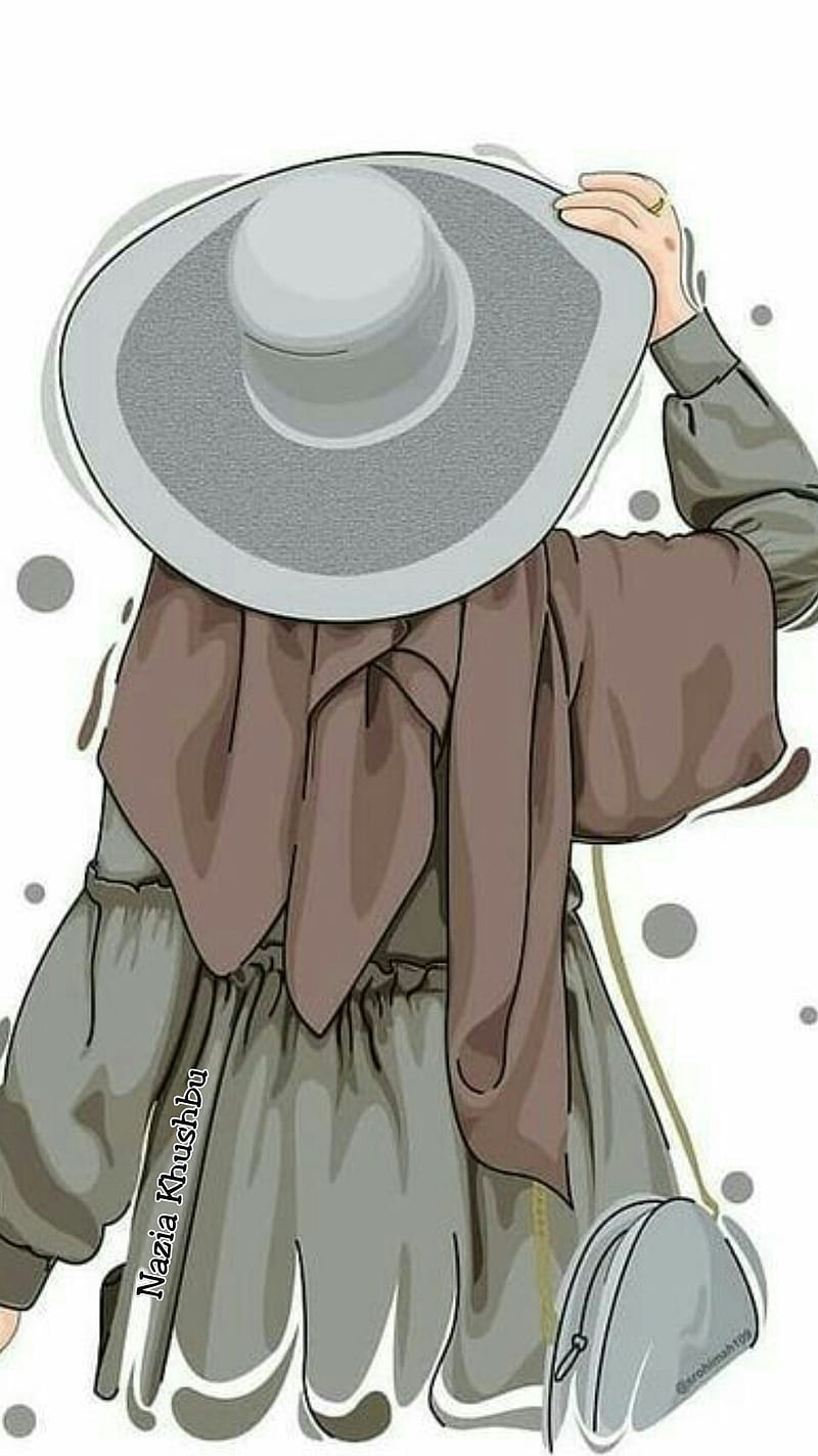 Hat girl, anime, cap, hidden face, hijab, HD phone wallpaper | Peakpx