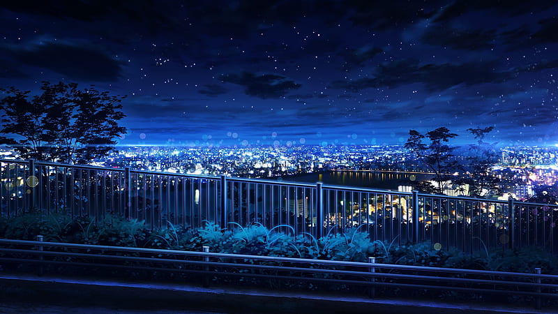 Anime, originales, paisaje urbano, noche, Fondo de pantalla HD | Peakpx