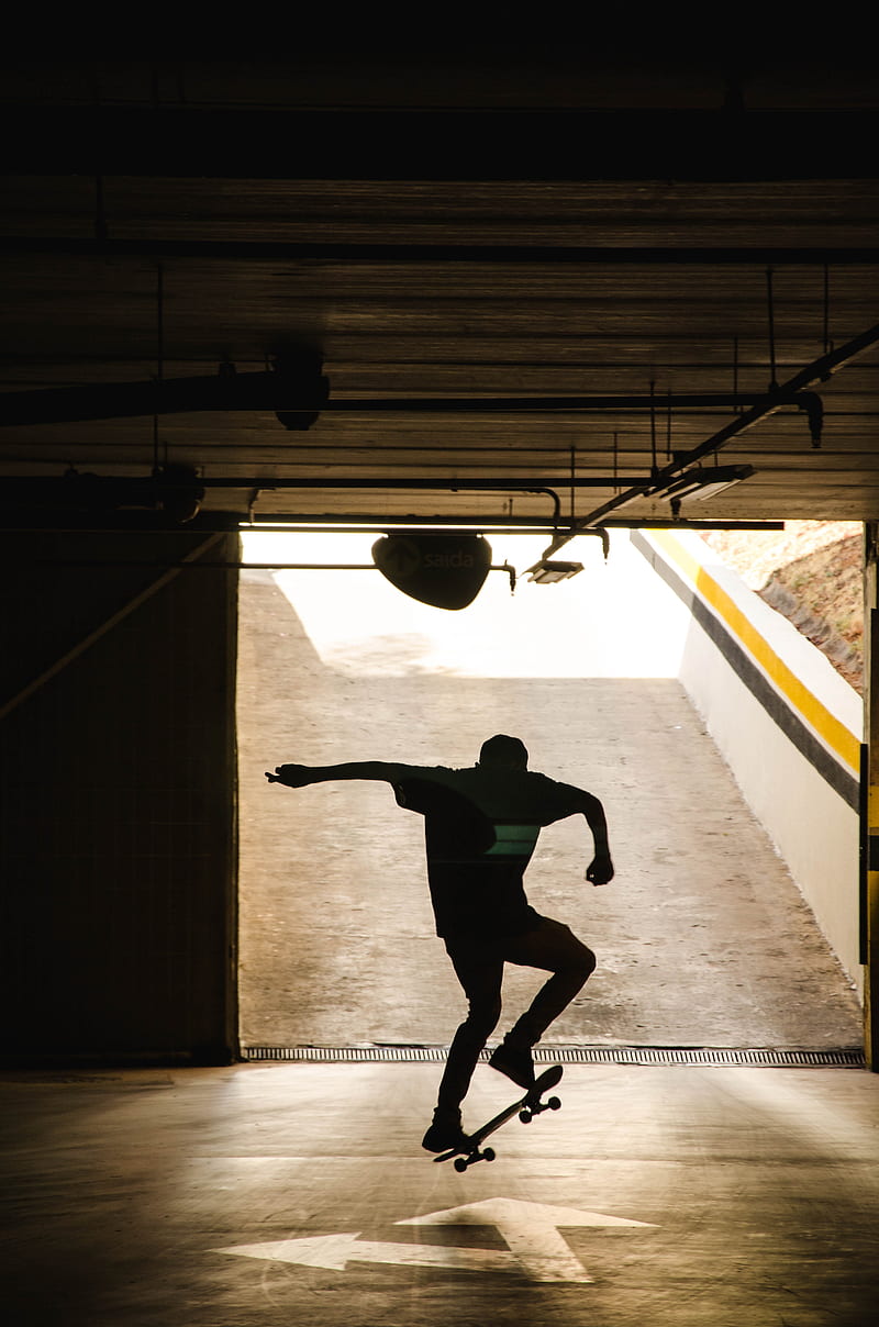 skateboard, skater, silhouette, trick, HD phone wallpaper