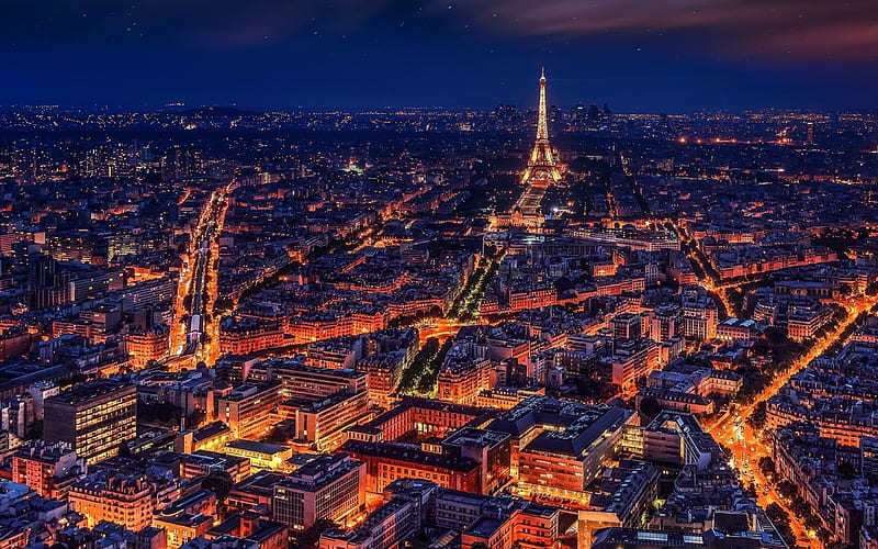 Paris, panorama, Eiffel Tower, nightscapes, french landmarks, France, Europe, HD wallpaper