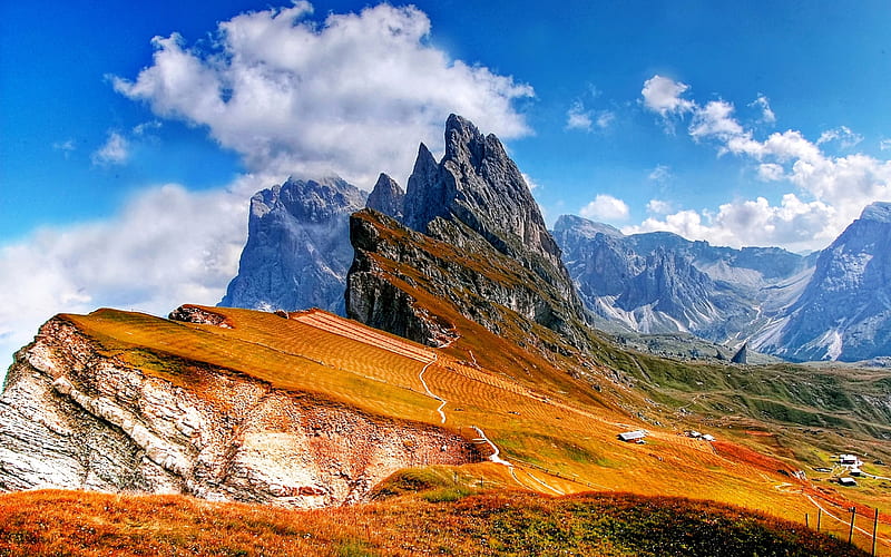 Dolomites, Rocky Mountains, slopes of mountains, Italy, HD wallpaper