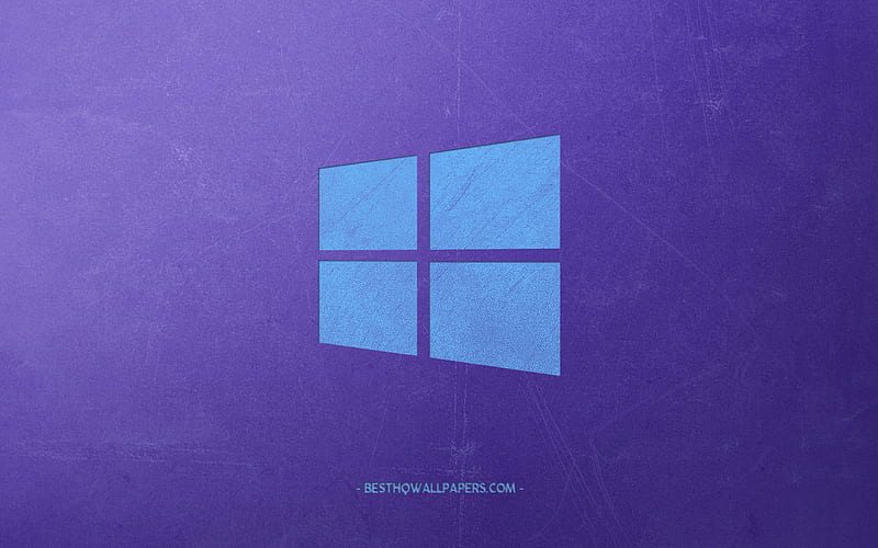 Windows 10, creative blue logo, purple background, retro style, art, Windows, logo, HD wallpaper