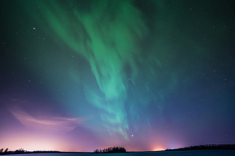 northern lights, aurora borealis, aurora, sky, night, landscape, HD wallpaper