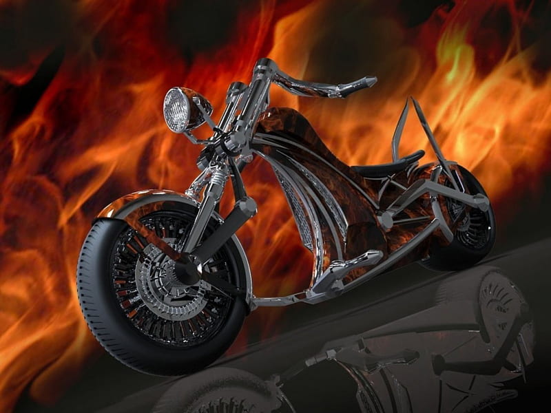 Smoking Hot And On Fire, smoking, hot, bike, motorcycle, chopper, HD wallpaper