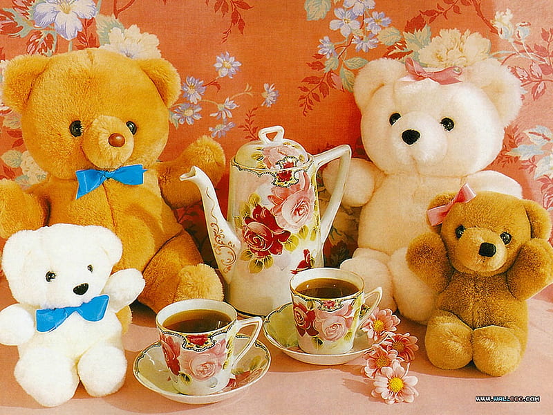 Teddy 10, cute, teddy, bear, cup, tea, sweet, HD wallpaper | Peakpx
