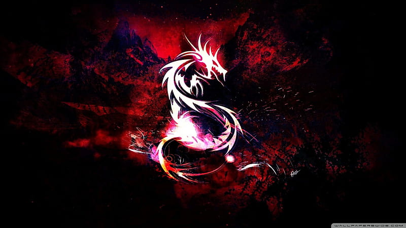 bloody red dragon, bloody, red, dragon, abstract, HD wallpaper