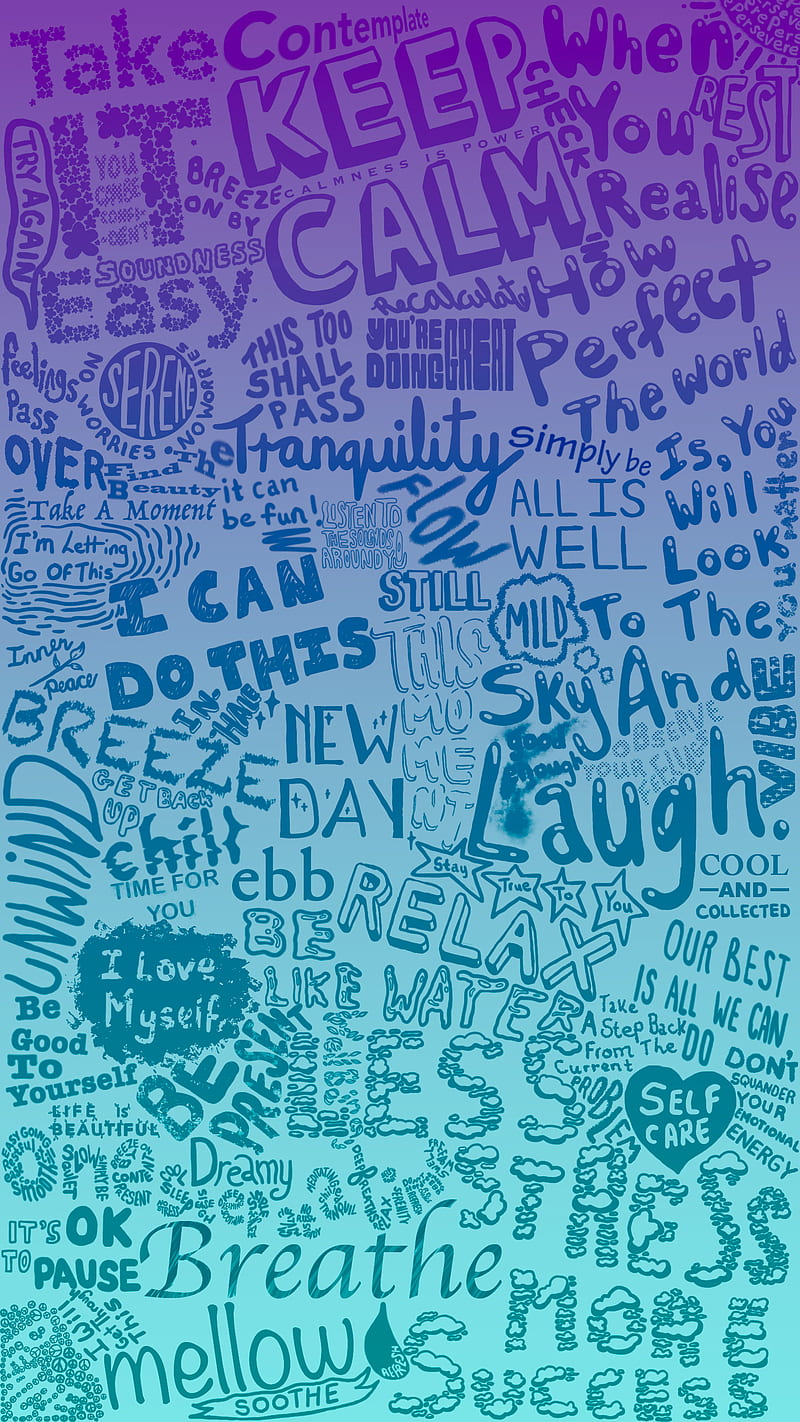 Calming Quotes, blue, doodle, gradient, mental health, motivational,  purple, HD phone wallpaper | Peakpx
