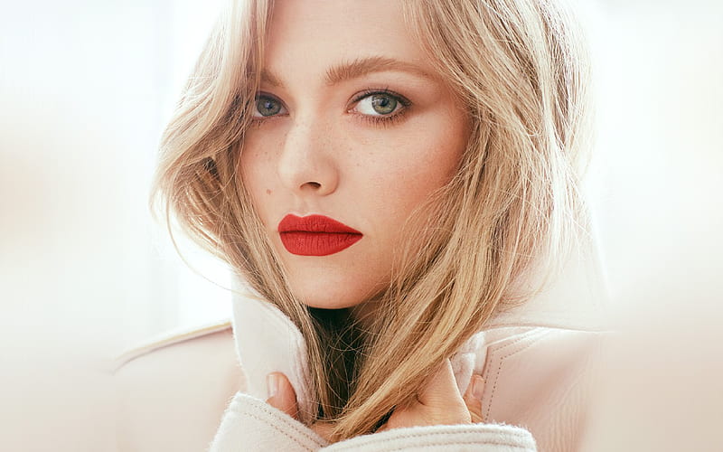 amanda, seyfried, girl, face, film, red, lips, HD wallpaper