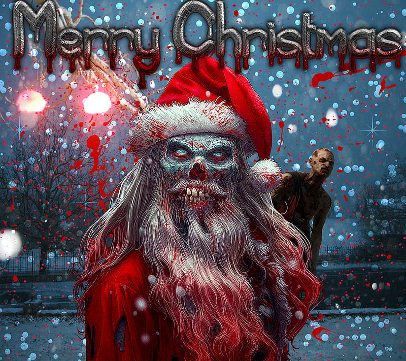 zombie christmas, happy holidays, horror, merry christmas, zombies, HD wallpaper