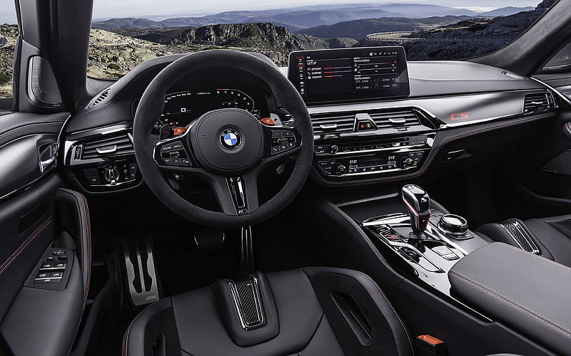 2022, BMW M5 CS interior, inside view, front panel, dashboard, new M5 interior, German cars, BMW, HD wallpaper
