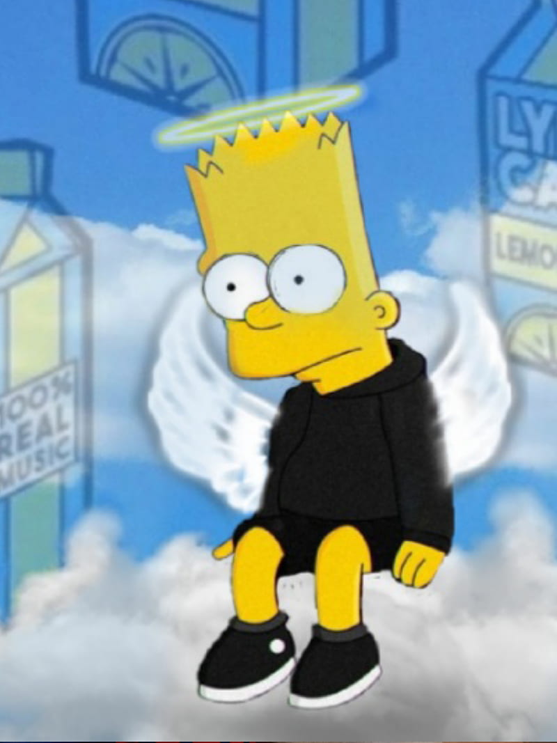 Bart lyricalLemonade, angel, bart, heaven, hiphop, lyrical lemonade, simpson, HD phone wallpaper