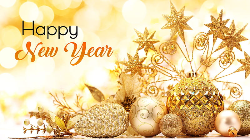 Happy New Year Word With Golden Decoration Ornaments Happy New Year 2021, HD wallpaper