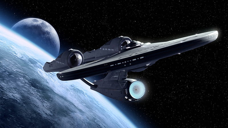 space,star trek, stars, enterprise, space, plant, moons, HD wallpaper