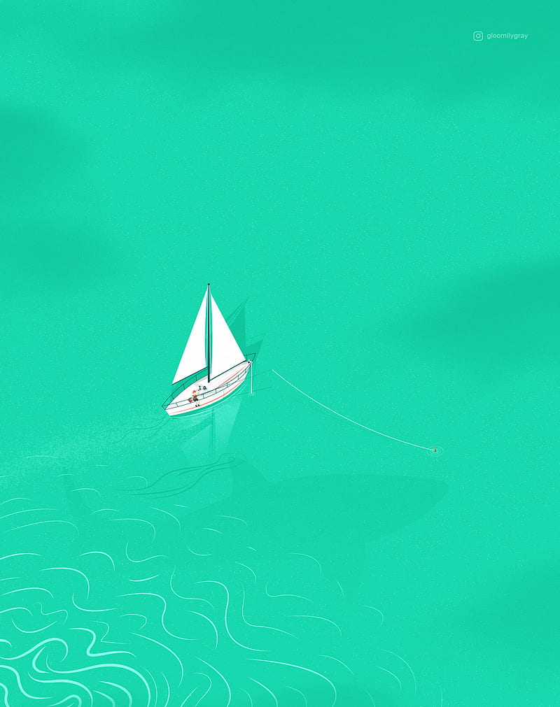 boat, sail, sea, art, HD phone wallpaper