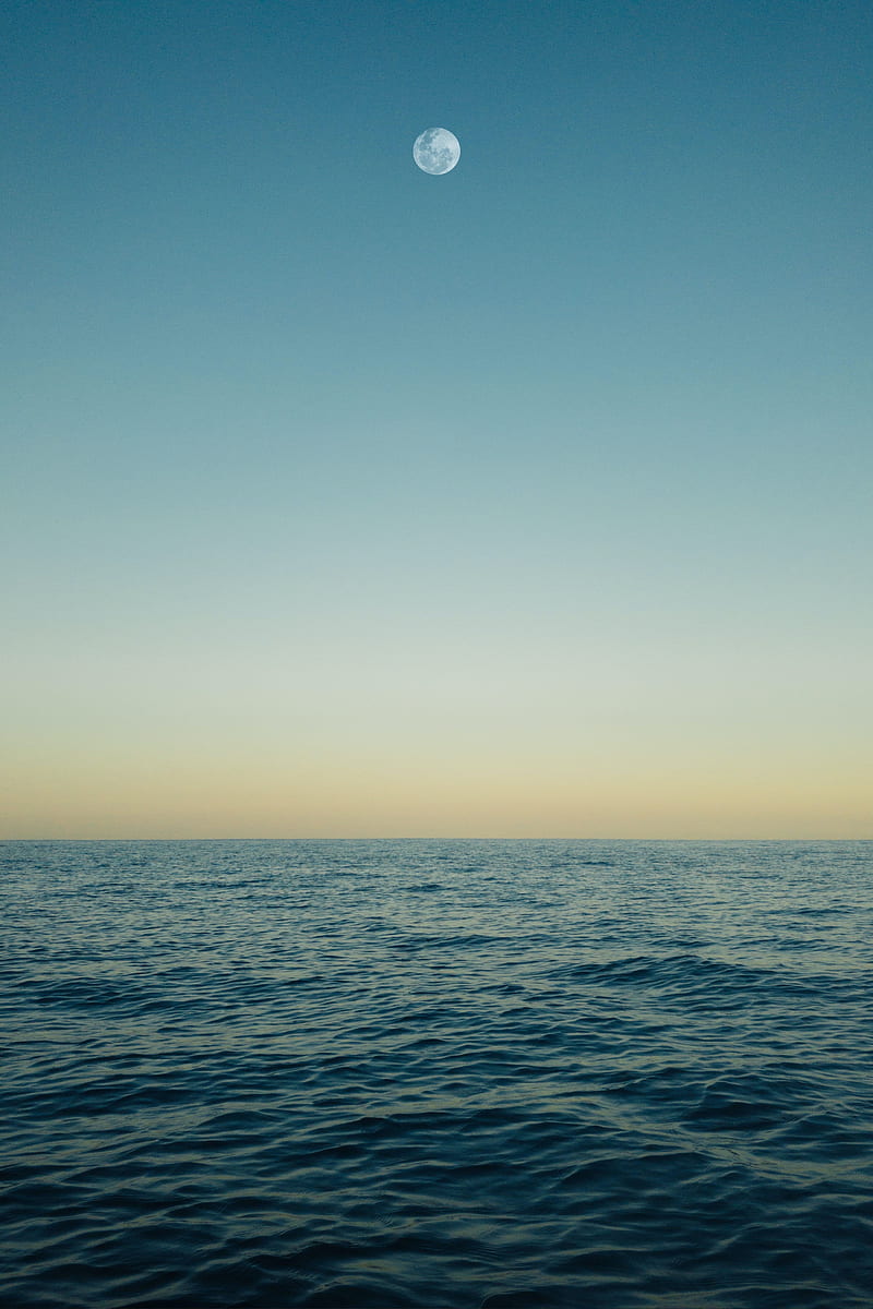 moon, sea, horizon, water, glare, HD phone wallpaper
