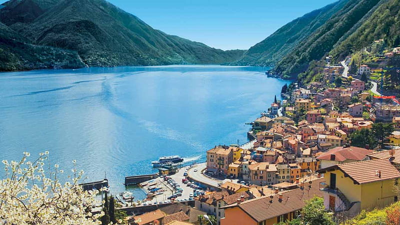 Best Scenery at Lake Como, mountains, buildings, houses, nature, como, lake, HD wallpaper